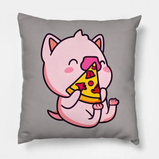 Cute, Funny Pink Pig Eating Pepperoni Pizza, Piggly Wiggly Pillow