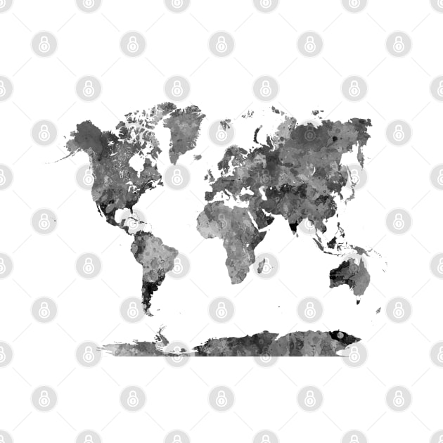 World Map Watercolor Black by PaulrommerArt