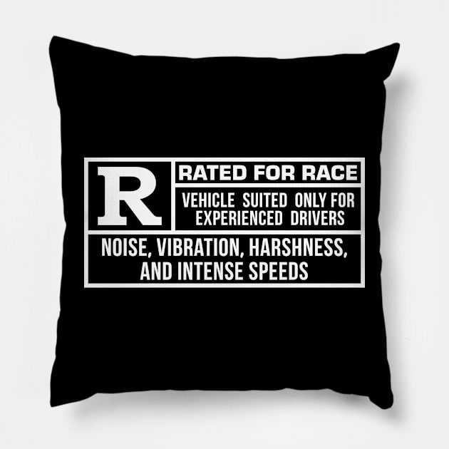 Rated R For Race - Black/White Pillow by hoddynoddy