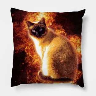 Serious Flame Cat Pillow