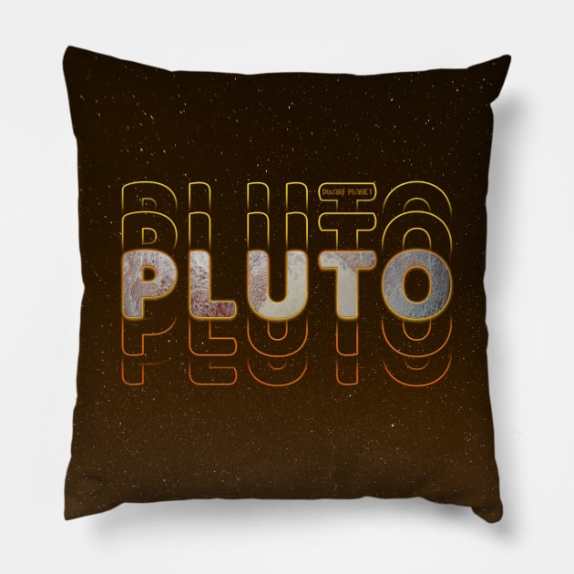 Typograph Planet Pluto: The Small World V02 Pillow by Da Vinci Feather