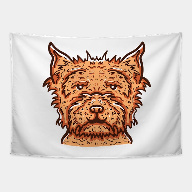 Cute Cairn Terrier Dog Tapestry by Dzulhan