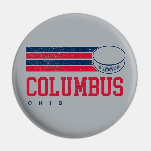 Columbus Hockey Retro Vintage Stripes Pin by Ruffeli