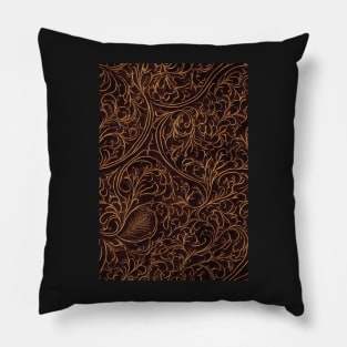 Dark Brown Ornamental Leather Stripes, natural and ecological leather print #47 Pillow