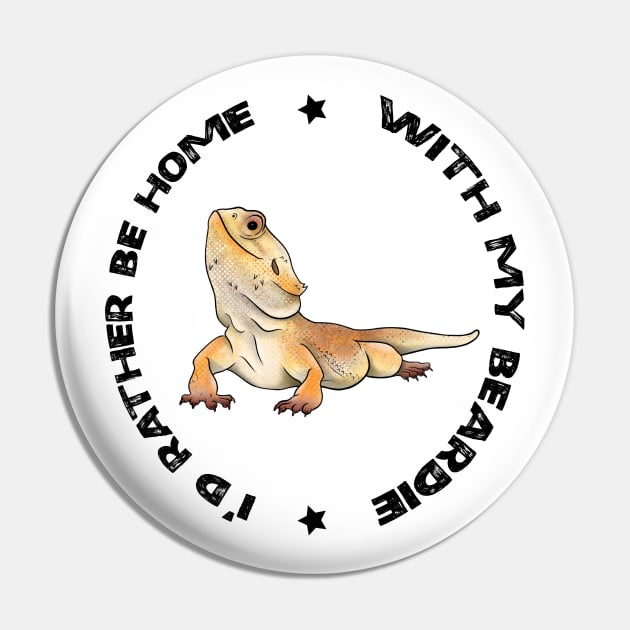 Bearded Dragon - Rather be at home with my Beardie Pin by Milky Milky