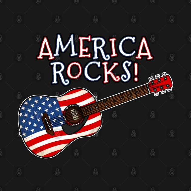 4th July Acoustic Guitar, America Rocks, Guitarist Musician by doodlerob