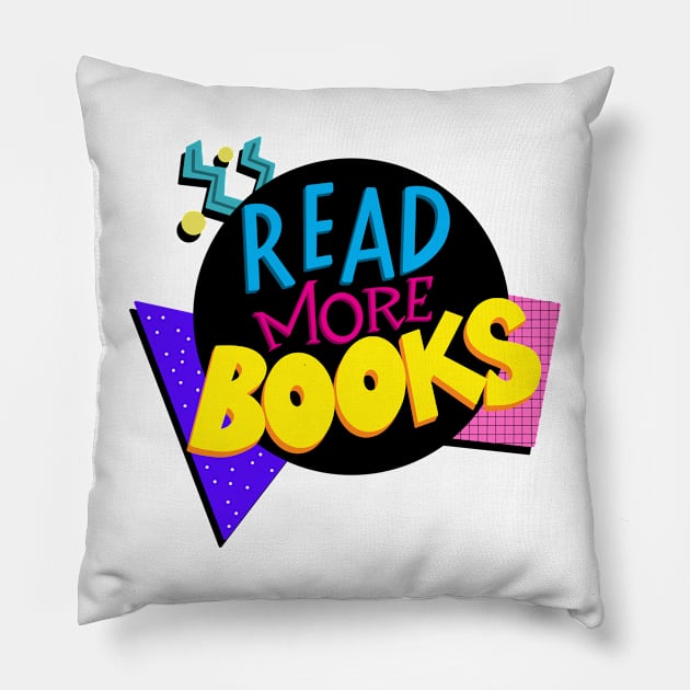 Read More Books 80s 90s Bookworm Pillow by Thenerdlady