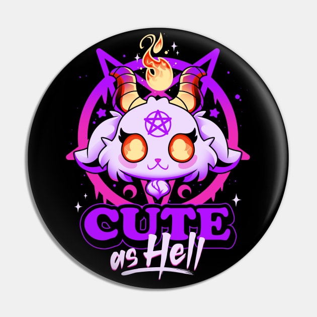 Cute as Hell - Pink Evil Demon Goat Pin by Snouleaf