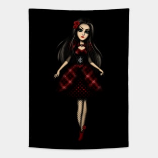 Girl with Red Roses Gothic Girl Tapestry