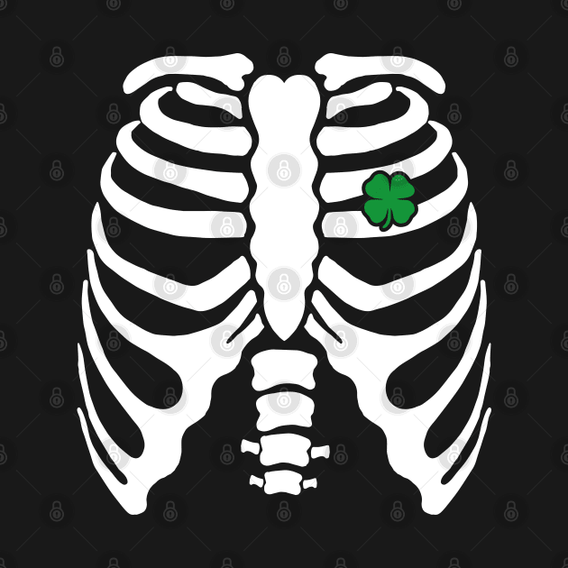 Skeleton Clover Heart Rib Cage X-Ray St Patricks Day by trendingoriginals