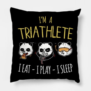Funny Gaming Triathlete Panda - I eat - I play - I sleep Pillow