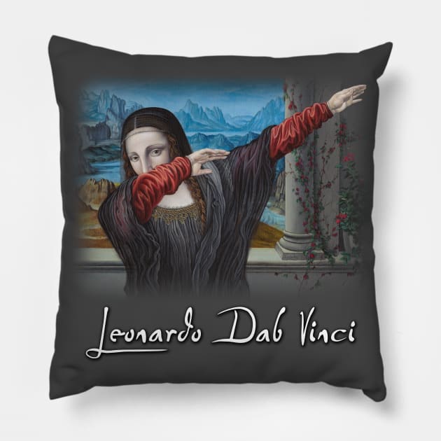 Dabbing Mona Lisa Pillow by StevenCrawleyDesigns
