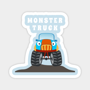 illustration of monster truck with cartoon style. Magnet