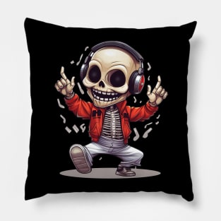 Funky Dancing Skeleton Anime Style Design Pillow