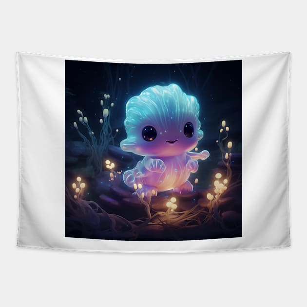 Lumalee - Cute little bioluminescent character Tapestry by LoFi_Vibes