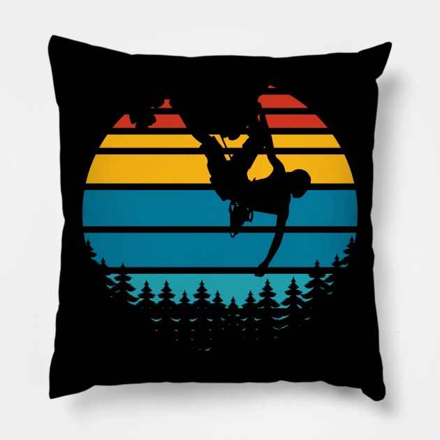 Vintage Rock Climbing Mountain Climbing Rocks Pillow by fromherotozero