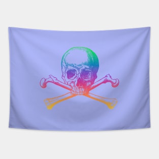 Rainbow skull and crossbones Tapestry