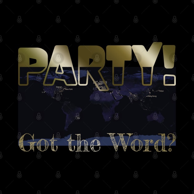 Got the Word? Party! Fun Text Design with World Map at Night at City Names by karenmcfarland13