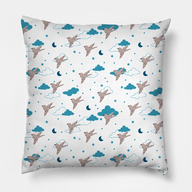 Bird and Fairy Night Dream Pillow by FlinArt