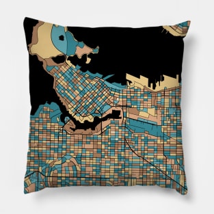 Vancouver Map Pattern in Mid Century Pastel Pillow