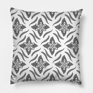 Black and white seamless flower pattern Pillow