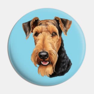 Airedale Terrier Dog Portrait Pin