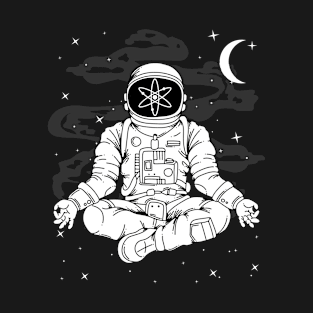 Astronaut Yoga Cosmos ATOM Coin To The Moon Crypto Token Cryptocurrency Blockchain Wallet Birthday Gift For Men Women Kids T-Shirt