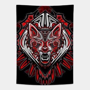Wolf Tattoo Style Haida Art Tapestry