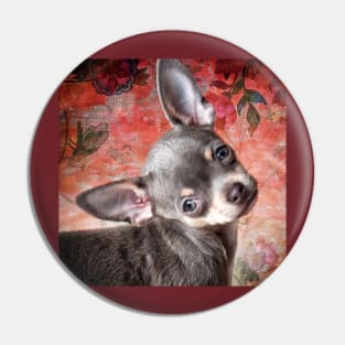 Adorable Cheeky Chihuahua Cute Face red art Pin