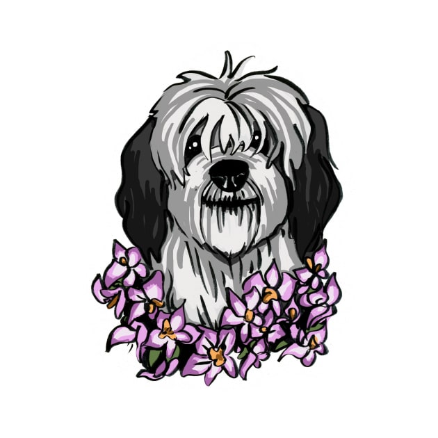 O is for Old English Sheepdog and Orchid by Taylorbryn