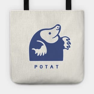 Small chonky mole with round body. Minimal design in blue ink Tote