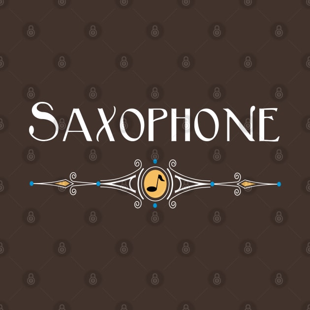 Saxophone White Text Decorative Line by Barthol Graphics