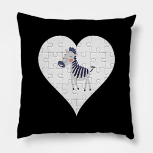 Jigsaw  Zebra Heart Design - Wild Animal Zebra Pillow