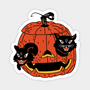 Two black cats and a pumpkin Magnet