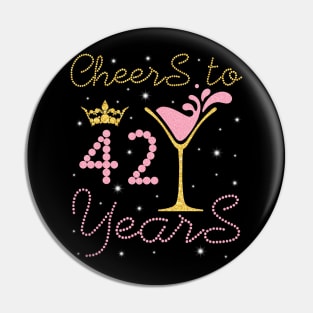 Nana Mommy Aunt Sister Wife Drinking Wine Cheers To 42 Years Happy Birthday To Me You Pin