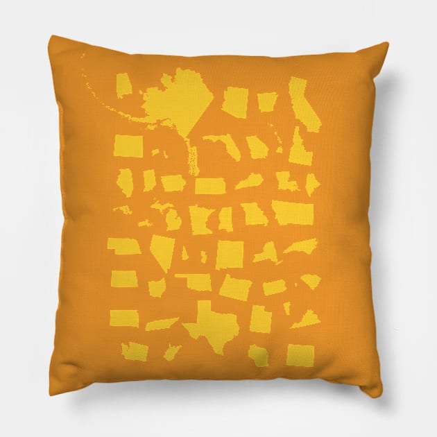 United Shapes of America in Sunglow Pillow by All Mapped Out