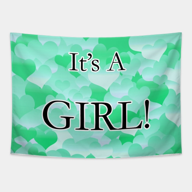 It's A Girl! Minty Hearts Tapestry by BlakCircleGirl