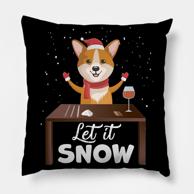 Let It Snow Corgi Cocaine Xmas Gift Pillow by magazin