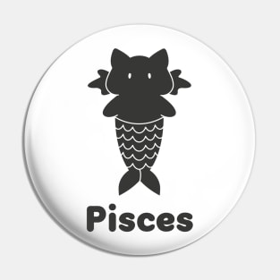 Pisces Cat Zodiac Sign with Text (Black and White) Pin