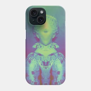 Dramabite Glitch art colourful rainbow woman portrait Phone Case