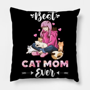 Best Cat Mom Ever Funny Cats Kitty Merch Design Pillow