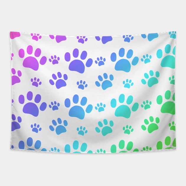 Rainbow Paw Pattern Tapestry by BiscuitSnack
