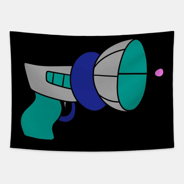 Blue and Green Alien Gun Tapestry by saradaboru