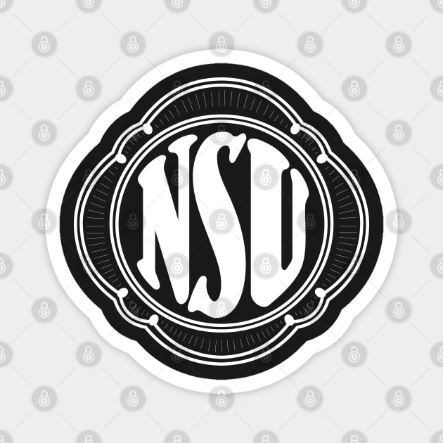 Early NSU cars, motorcycles & scooter emblem - white print Magnet by retropetrol