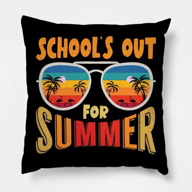 Vintage Style Sunset Summer Dress School's Out For Summer Pillow by Sowrav