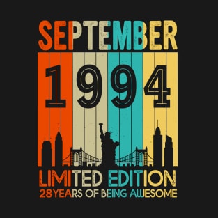 Vintage September 1994 Limited Edition 28 Years Of Being Awesome T-Shirt