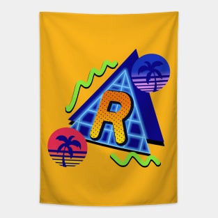 initial Letter R - 80s Synth Tapestry