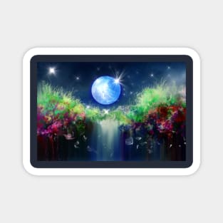 Cosmic Night Landscape - Abstract Art Magnet