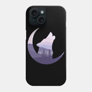 Wolf purple landscape silhouette howling to the moon Phone Case