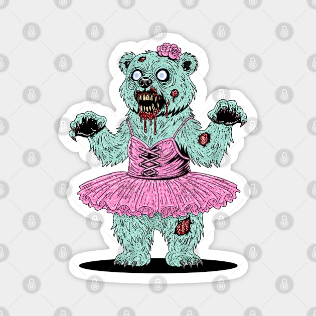 Ballerina Polar Bear Zombie Magnet by H. R. Sinclair